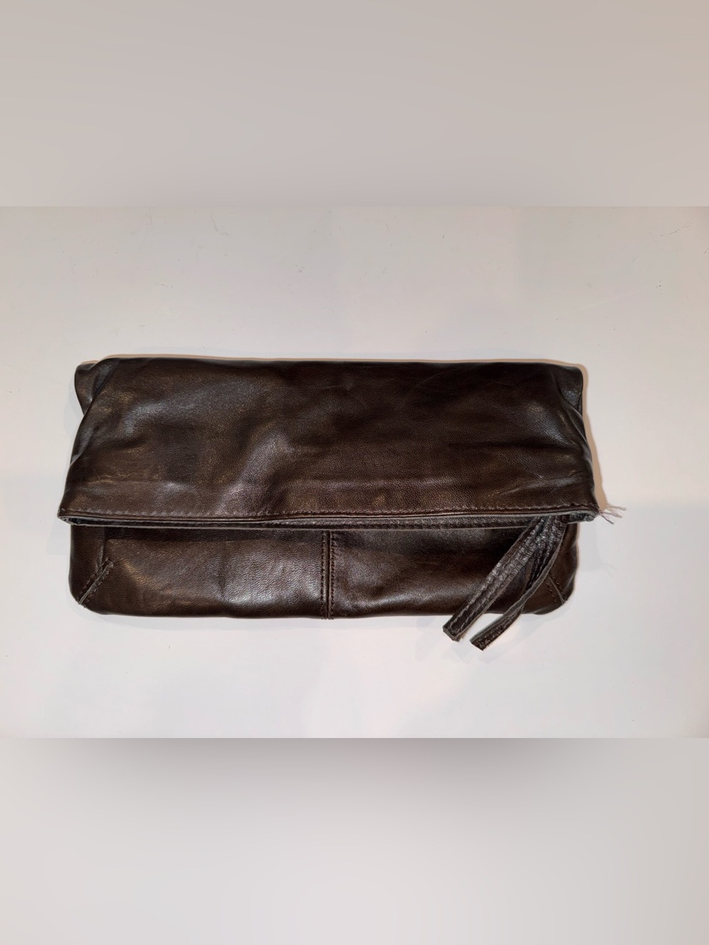 RUDSAK dark Brown Leather Foldover Clutch Bag NWT